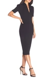 Dress The Population Gloria Front Zip Sheath Dress In Black