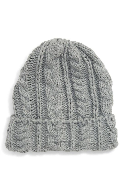 Topshop Cable Knit Beanie In Grey
