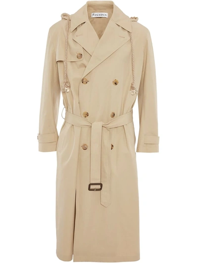 Jw Anderson X Moncler Double-breasted Belted Trench Coat In Neutrals