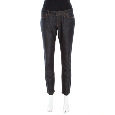 Pre-owned Dolce & Gabbana Indigo Dark Wash Denim Skinny Pretty Jeans M In Blue