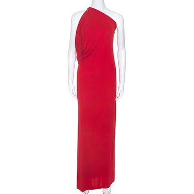 Pre-owned Roland Mouret Red Crepe Asymmetric One Shoulder Maxi Dress M