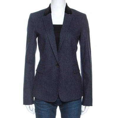 Pre-owned Joseph Navy Blue Wool Prisca Small Stripe Blazer S