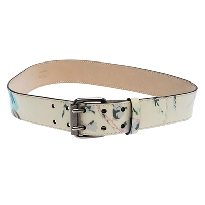 Pre-owned Kenzo Multicolor Floral Print Leather Buckle Belt 95cm