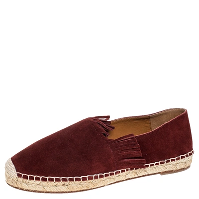 Pre-owned Chloé Maroon Suede Fringe Espadrilles Size 39 In Burgundy