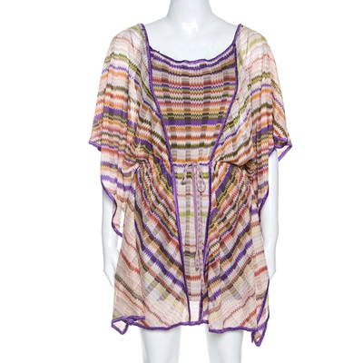 Pre-owned Missoni Mare Multicolor Chevron Patterned Knit Kaftan Tunic M