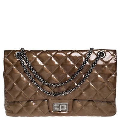 Pre-owned Chanel Brown Quilted Patent Leather Reissue 2.55 Classic 227 Flap Bag