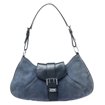 Pre-owned Dior Blue Denim Lady's Corduroy Blues Shoulder Bag