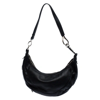 Pre-owned Etro Black Leather Half Moon Shoulder Bag