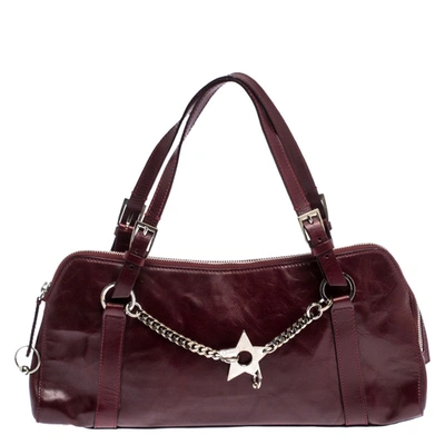 Pre-owned Dior Red Leather Shoulder Bag In Burgundy