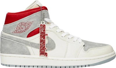 Pre-owned Jordan  1 Mid Sneakersnstuff 20th Anniversary In Sail/wolf Grey-gym Red-white