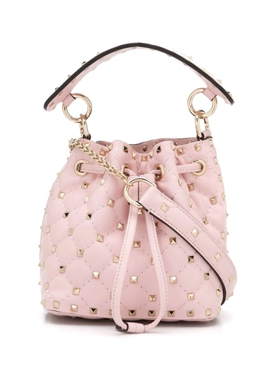 Valentino Garavani Small Rockstud Spike Bucket Bag In Light Pink