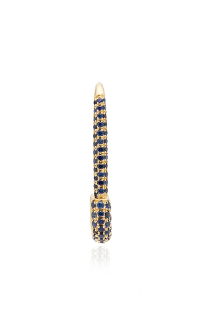 Anita Ko Safety Pin 18k Gold Sapphire Single Earring In Blue