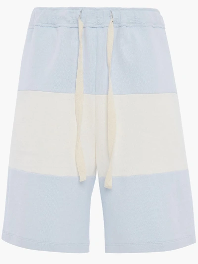 Jw Anderson Striped Cotton-jersey Rugby Shorts In Glacier Blue