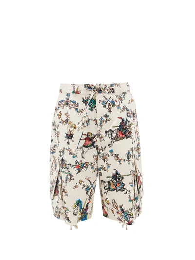 Jw Anderson Oversized Camelot-print Drawstring Cotton Shorts In Multi