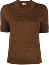 Fendi Ff Pattern Knitted Top In Brown