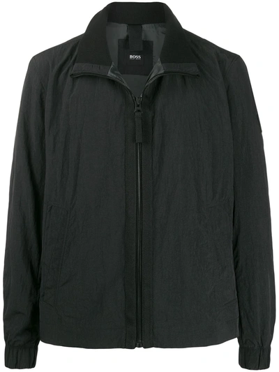 Hugo Boss Skiles Regular Fit Zip Bomber Jacket In Black