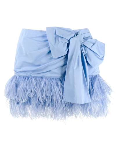 N°21 N° 21 Skirt N &deg; 21 Mini Skirt In Poplin With Feather Bottom In Blue