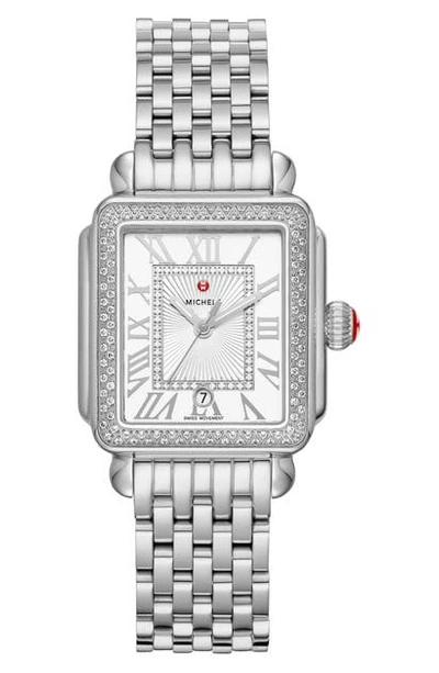 Michele Deco Madison Mid Diamond Watch Head & Bracelet, 33mm In Silver