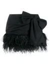 N°21 Side-bow Feather-trimmed Cotton Mini Skirt In Black