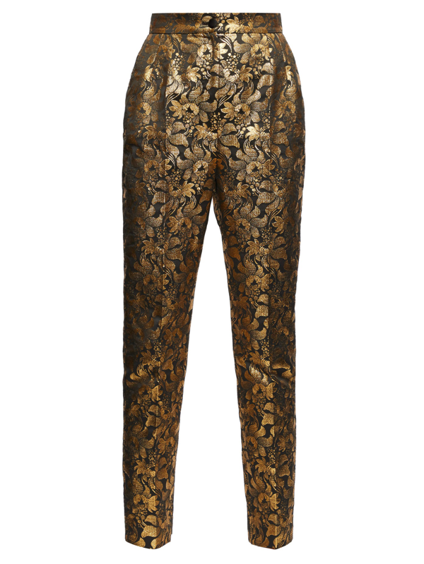 Dolce & Gabbana High-rise Floral-brocade Trousers In Gold Multi | ModeSens