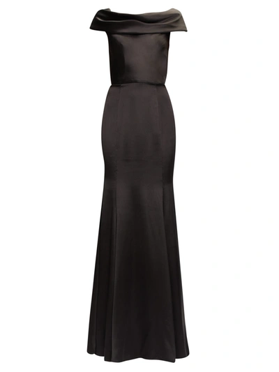 Dolce & Gabbana Cowl-neck Silk-blend Satin Gown In Black