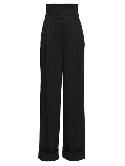 Dolce & Gabbana High-rise Cady Wide-leg Trousers In Black