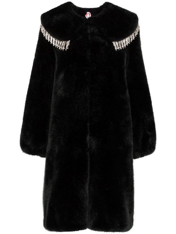 Shrimps Weston Crystal-embellished Faux-fur Coat In Black | ModeSens