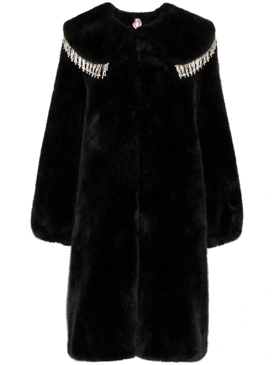 Shrimps Weston Crystal-embellished Faux-fur Coat In Black