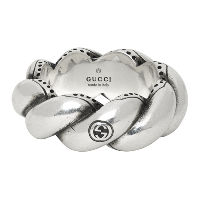 Gucci Twisted-rope Sterling-silver Ring In 0811 Silver
