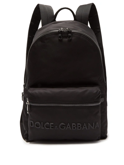 Dolce & Gabbana D & G Black Leather & Fabric Logo Backpack