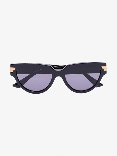 Bottega Veneta Black Oversized Cat Eye Sunglasses