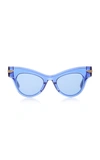 Bottega Veneta Originals Cat-eye Acetate Sunglasses In Blue