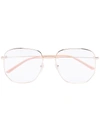 Gucci Gold Tone Square Frame Optical Glasses