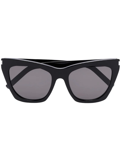 Saint Laurent Black Kate 214 Oversized Cat Eye Sunglasses In Black