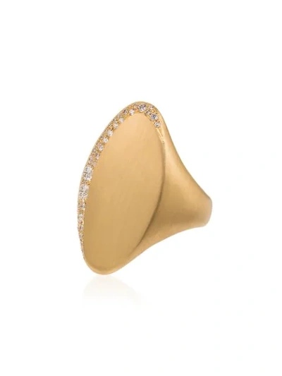 Jade Trau 18k Yellow Gold Adele Diamond Signet Ring In Metallic