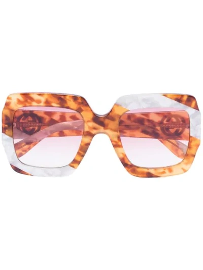 Gucci Brown Pearl Swirl Oversized Sunglasses