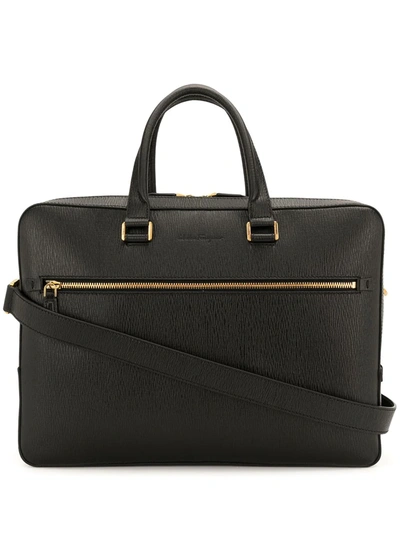 Ferragamo Men's Textured-leather Toiletry Bag In Black