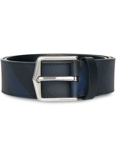 Burberry Men's Mack London Check Belt In Blue