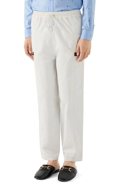 Gucci Men's Canvas Straight-leg Jogger Pants In White Multi