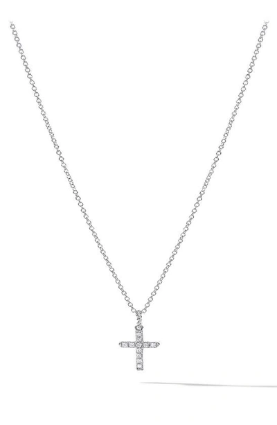 David Yurman Cable Collectibles Cross Necklace With Diamonds In Yellow/white Gold On Chain