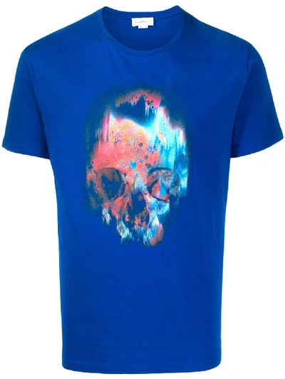 Alexander Mcqueen Sprayed Skull Print T-shirt In Blue