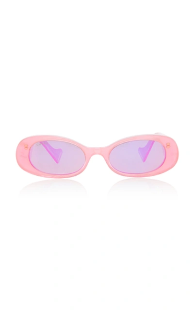Gucci Oval-frame Acetate Sunglasses In Pink