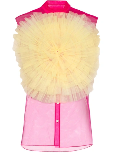 Viktor & Rolf Ruffle Cocktail Tulle Blouse In Pink