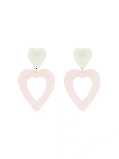 Valet Studio Pink Georgette Heart Drop Earrings