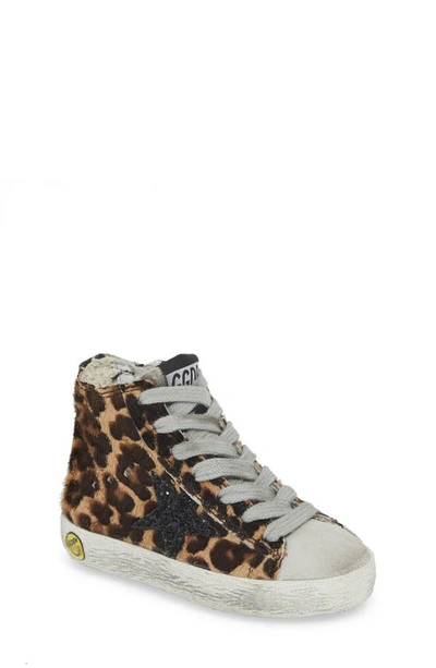 Golden Goose Babies' Francy High Top Sneaker In Leopard Calf Hair / Black