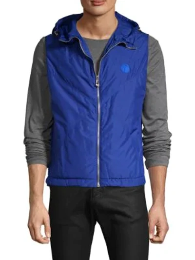 Versace Down Hooded Vest In Royal Blue