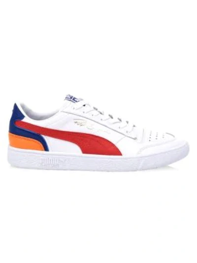 Puma Men's Ralph Sampson Leather Low-top Sneakers In White/red