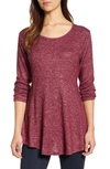 B Collection By Bobeau Brushed Babydoll Tunic In Windsor Wine