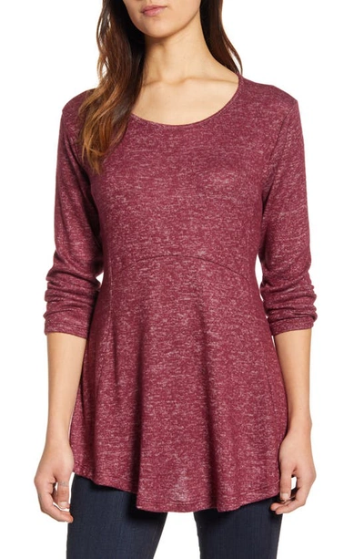 B Collection By Bobeau Brushed Babydoll Tunic In Windsor Wine