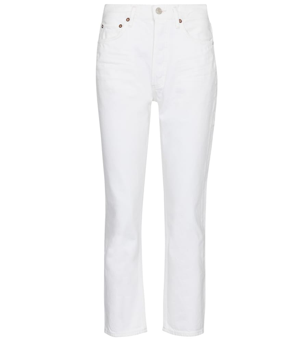 Agolde Women's Riley High-rise Straight Cropped Jeans In White | ModeSens